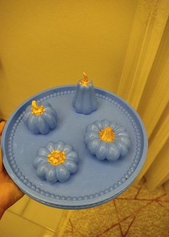 Pastel Mavi Kabak Temalı Mumluk - Görsel 5