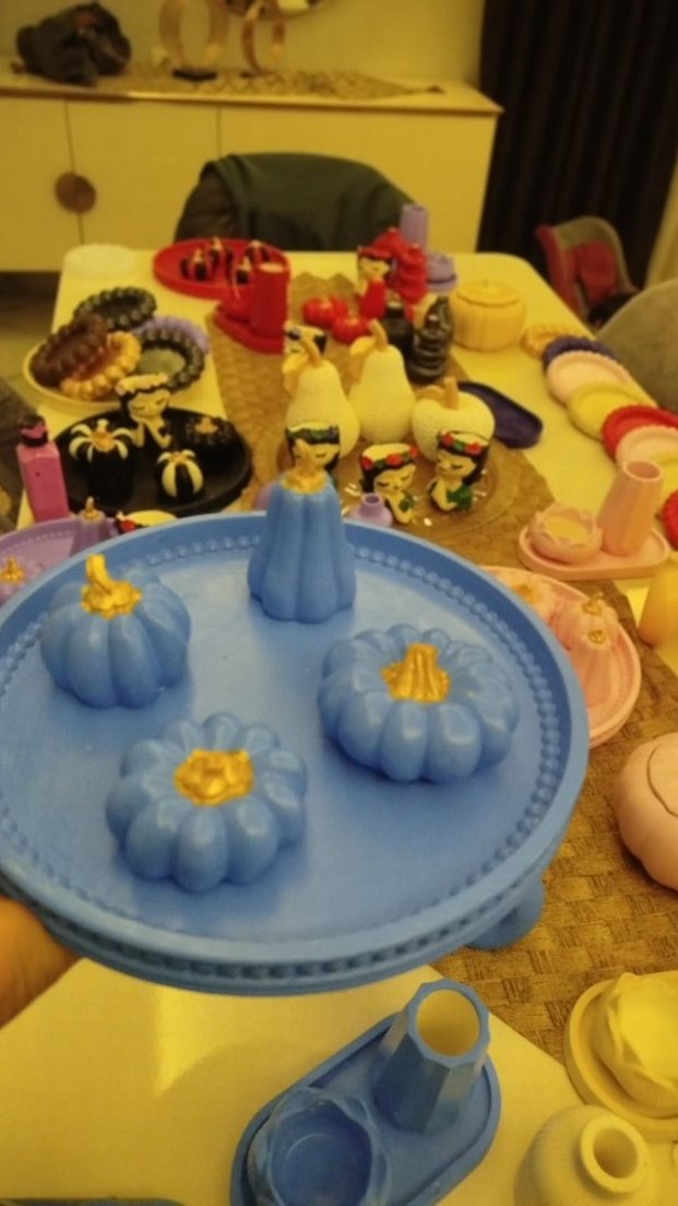 Pastel Mavi Kabak Temalı Mumluk - Görsel 4