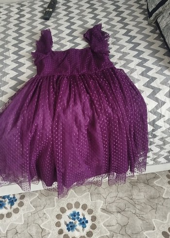 Kız Çocuk Mor Fırfırlı Bohem Elbise - Görsel 4