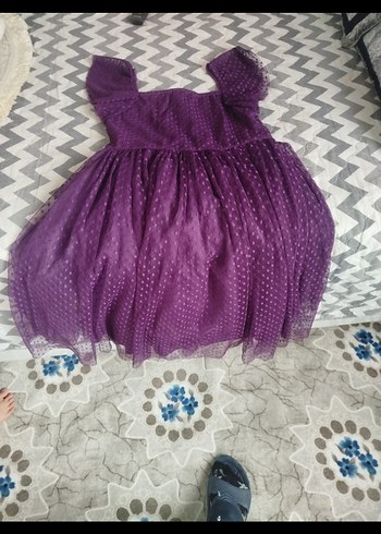 Kız Çocuk Mor Fırfırlı Bohem Elbise - Görsel 3