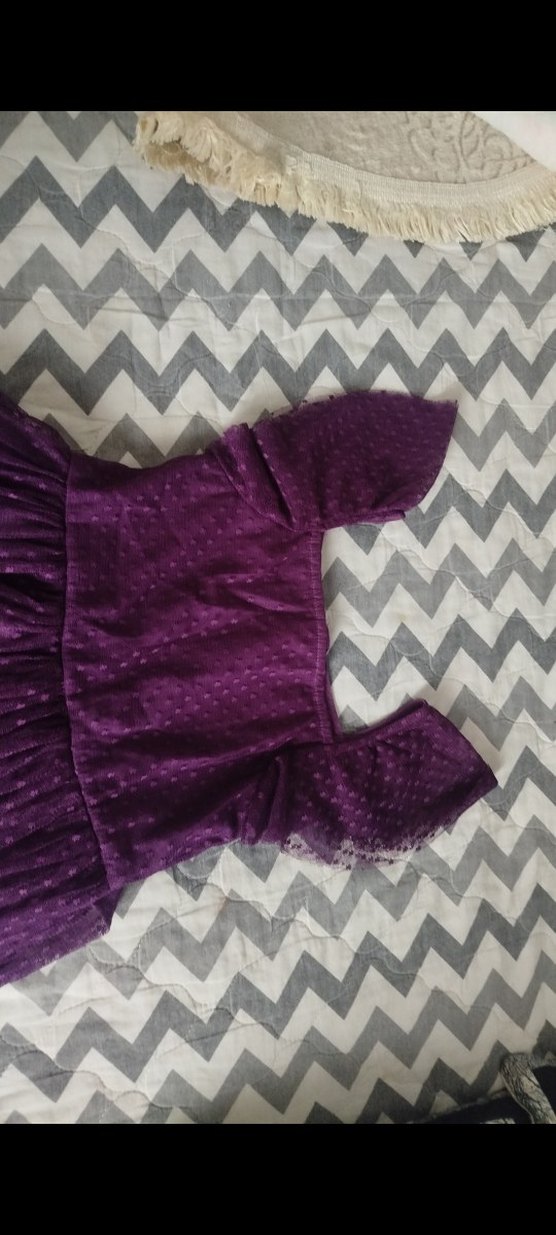 Kız Çocuk Mor Fırfırlı Bohem Elbise - Görsel 2