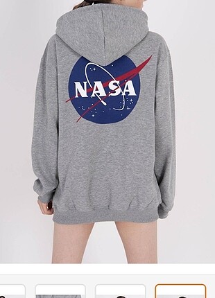 ADDAX Gri Nasa Baskılı Sweatshirt