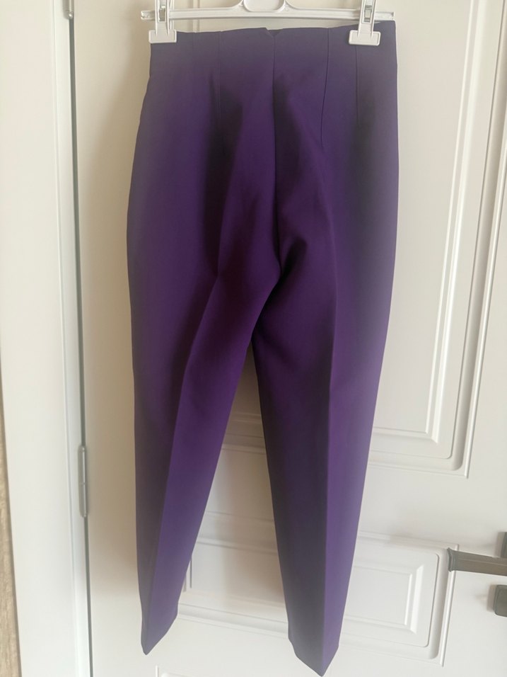 Mor Pilili Kadın Kumaş Pantolon - Görsel 3