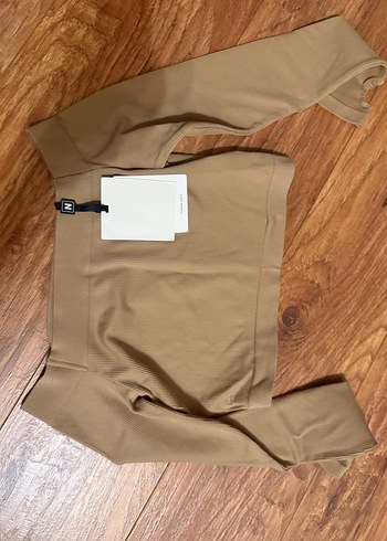 Bej Kadın Süet Uzun Kollu Crop Top - Görsel 3