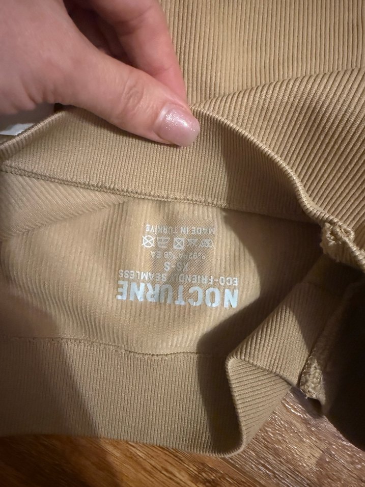 Bej Kadın Süet Uzun Kollu Crop Top - Görsel 4