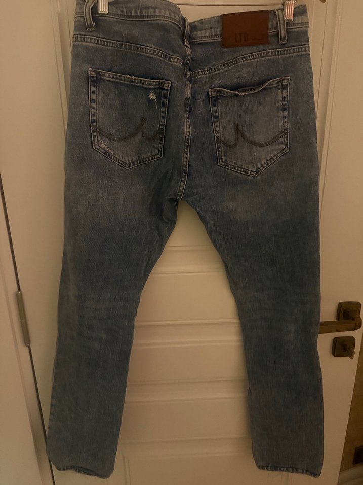 Kadın Mavi Denim Bol Kesim Kot Pantolon - Görsel 4