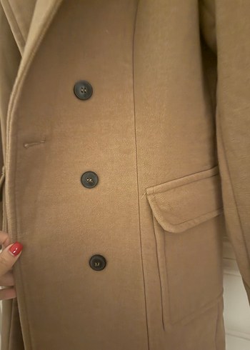 Bej Midi Kadın Süet Kaban - Görsel 3