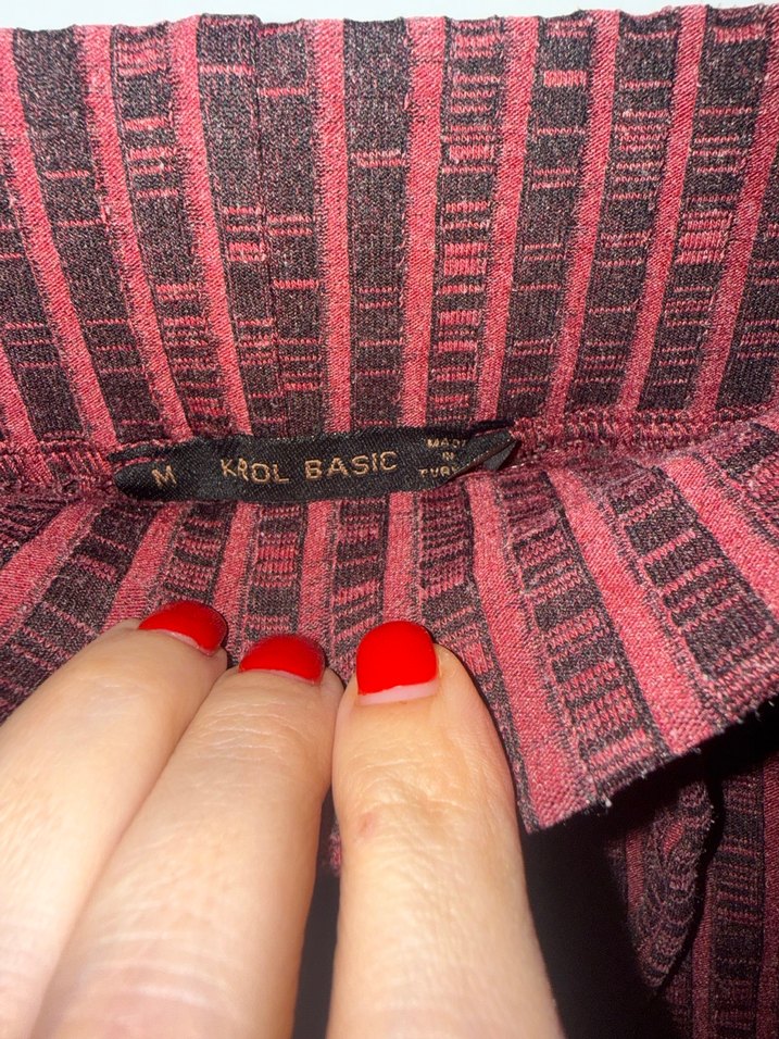 Bordo Bağcıklı Örgü Kadın Pantolon - Görsel 2