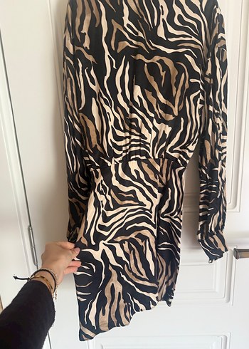 Zebra Desenli V Yaka Drapeli Hamile Bluzu - Görsel 4