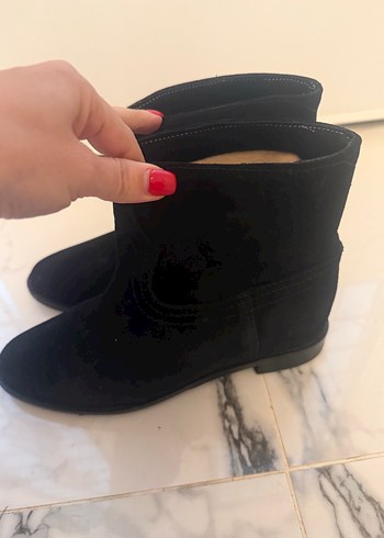 Siyah Süet Kadın Topuklu Bot - Görsel 3