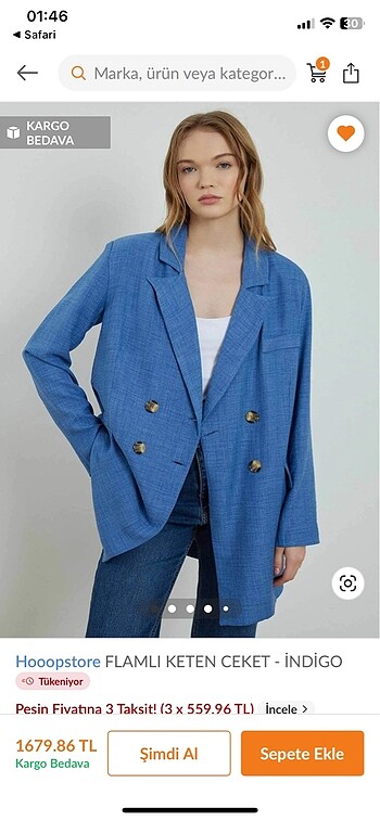 Hooopstore Keten Blazer Ceket