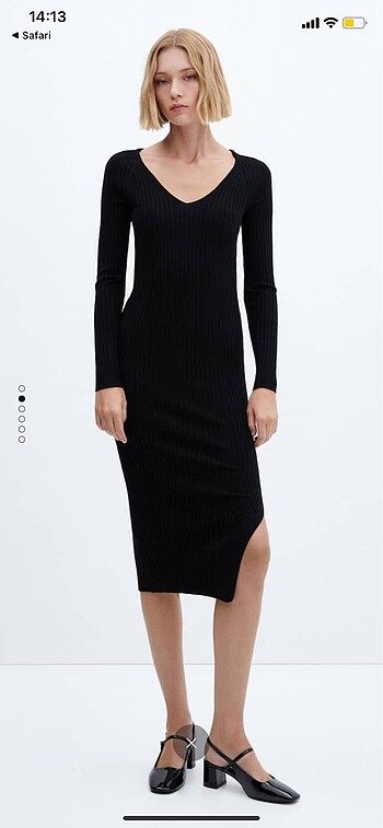 Mango Midi Boy Siyah Elbise