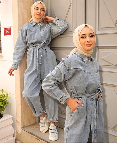 Loreen Uzun Denim Tulum