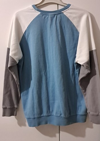 Erkek Mavi Gri Pamuklu Uzun Kollu Sweatshirt - Görsel 3