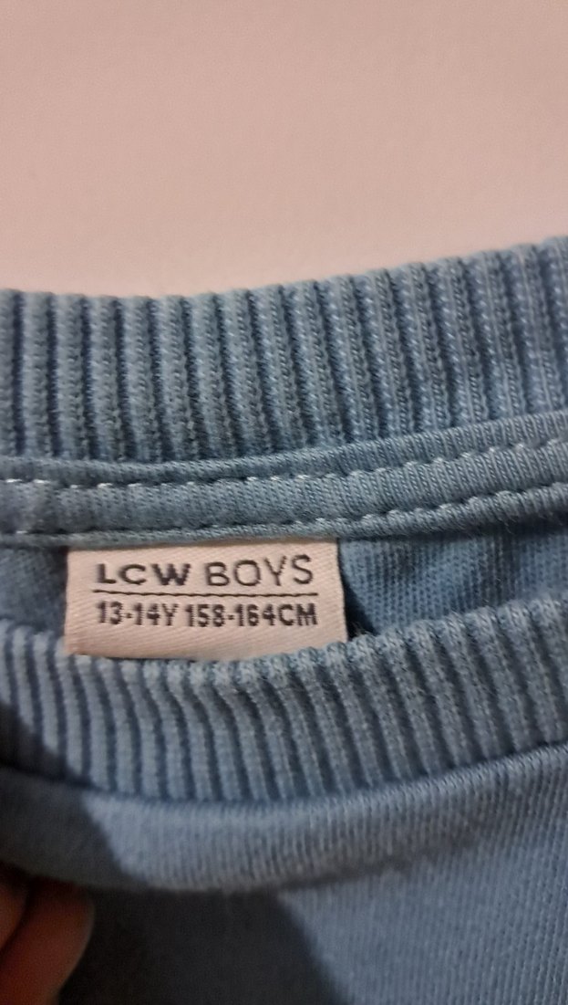 Erkek Mavi Gri Pamuklu Uzun Kollu Sweatshirt - Görsel 4