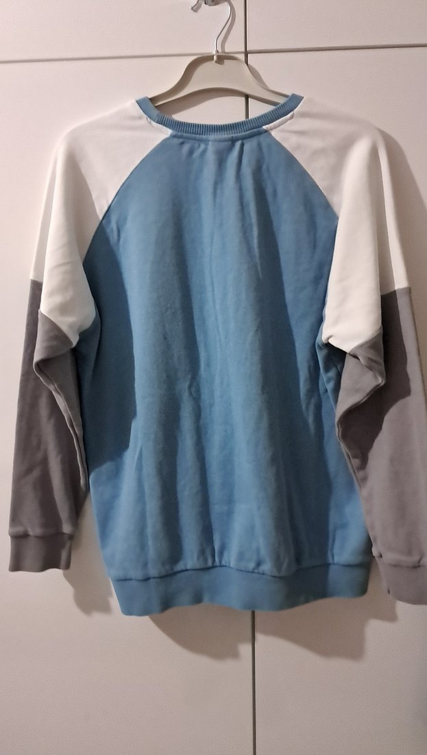 Erkek Mavi Gri Pamuklu Uzun Kollu Sweatshirt - Görsel 3