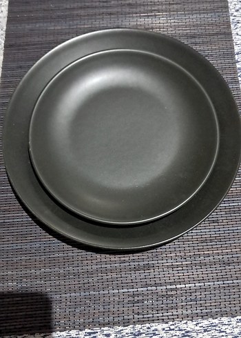 siyah Seramik Servis sunum Tabağı Seti - Görsel 2