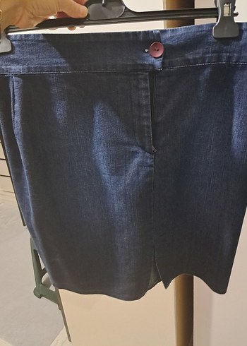 Salaş Kesim Lacivert Midi Kot Etek - Görsel 2