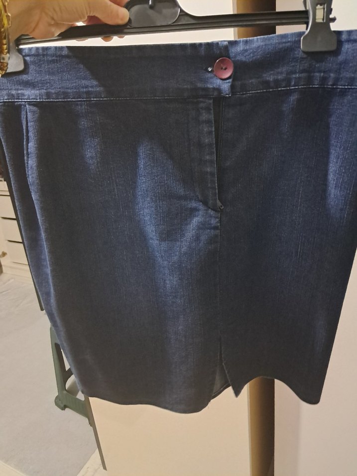 Salaş Kesim Lacivert Midi Kot Etek - Görsel 2