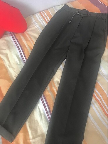 Koyu yeşil esnek kumaş pantolon