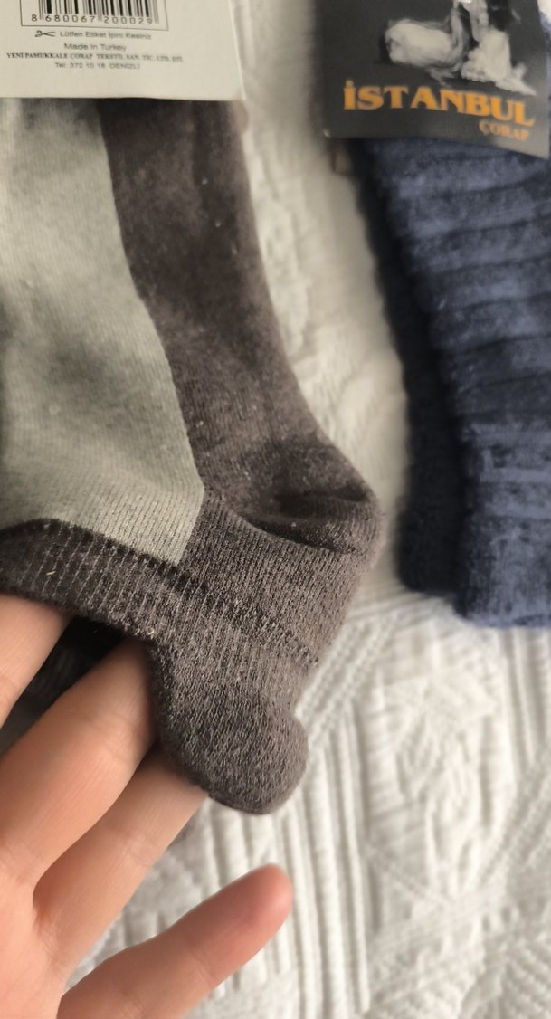Kız Çocuk Gri Desenli Yün Çorap Seti kadın kalın kışlık patik - Görsel 3