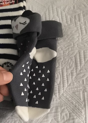 Kız Çocuk Gri Termal Desenli Çorap - Görsel 3