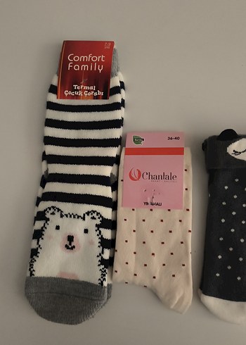 Kız Çocuk Pamuklu Desenli Çorap Seti çizgili puanlı puantieli - Görsel 2