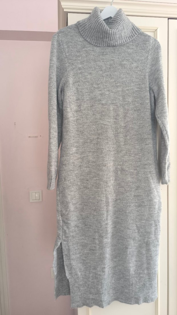 only kadın triko ince kışlık elbise örgü pamuk yün sıcak rahat - Görsel 2