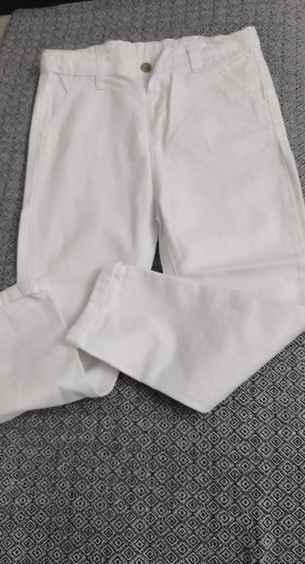 DeFacto Beyaz Nakışlı Düğmeli erkek çocuk  Pantolonu - Görsel 3