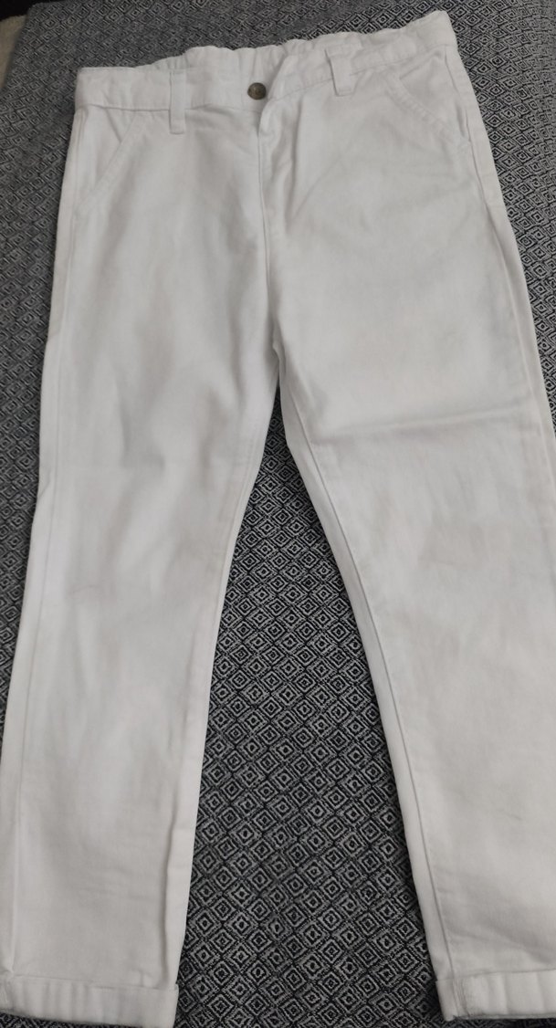 DeFacto Beyaz Nakışlı Düğmeli erkek çocuk  Pantolonu - Görsel 2