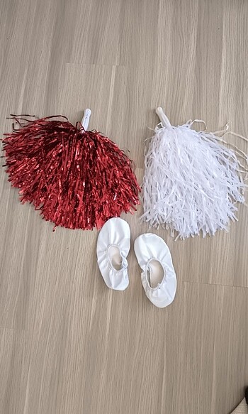 Ponpon gösteri okul bayramı babet kırmızı beyaz patik ayakkabısı