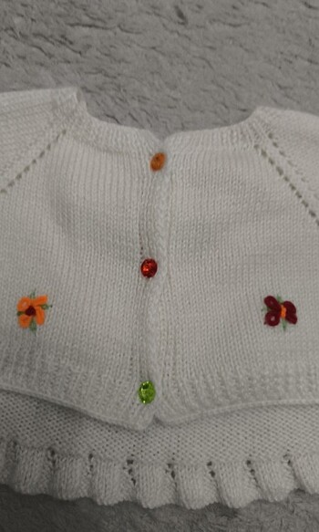 El örgüsü crop kız bebek kız çocuk örgü yelek ceket hırka  - Görsel 3