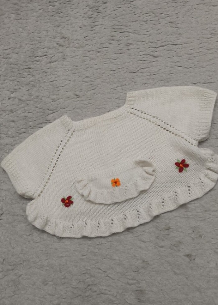 El örgüsü crop kız bebek kız çocuk örgü yelek ceket hırka  - Görsel 2