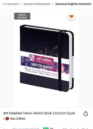 Art Creation Talens Sketch Book 12x12cm Siyah