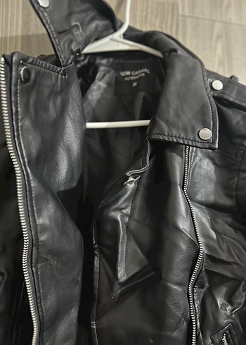 Siyah Dar Deri Biker Ceket - Görsel 2