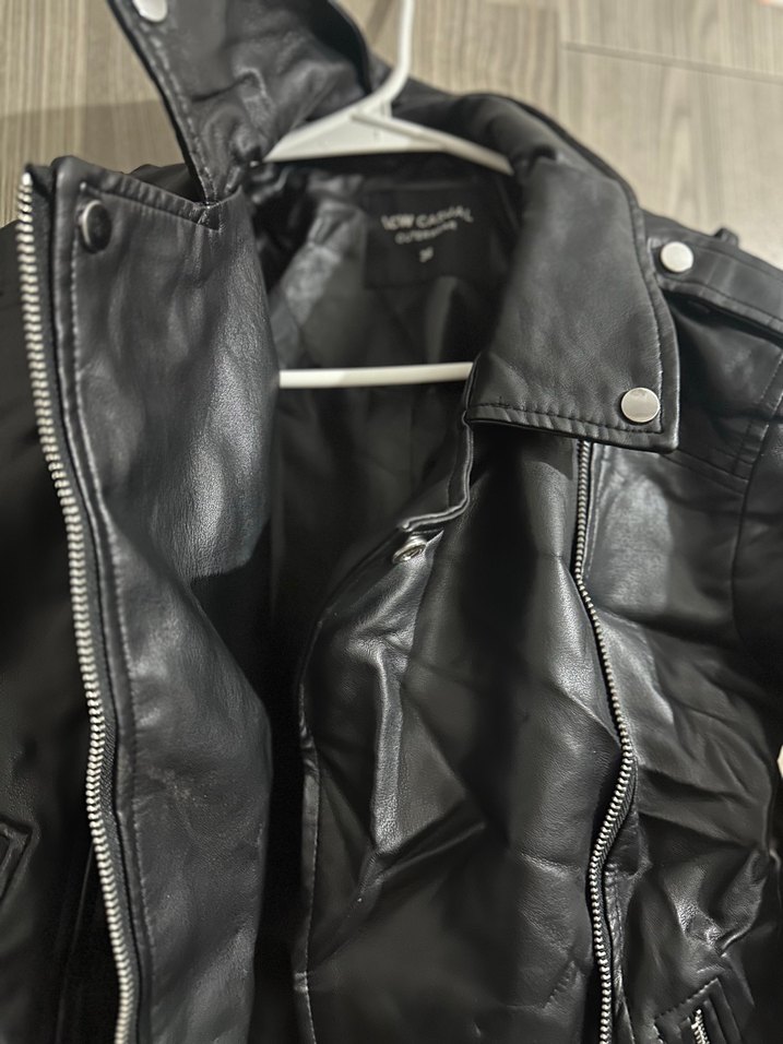 Siyah Dar Deri Biker Ceket - Görsel 2