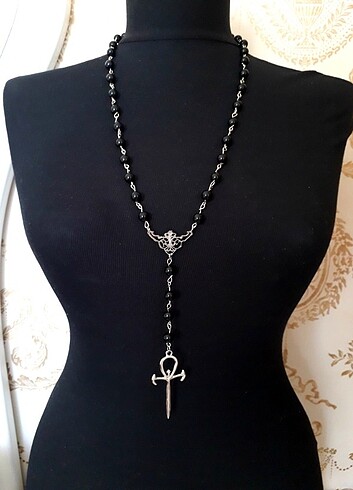 Vampire Ankh Rosary Necklace 