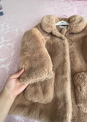 7 Yaş Beden Kız Çocuk Kahverengi Peluş Kaban