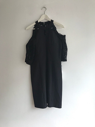 Tasarımcı Siyah dantel detaylı elbise 