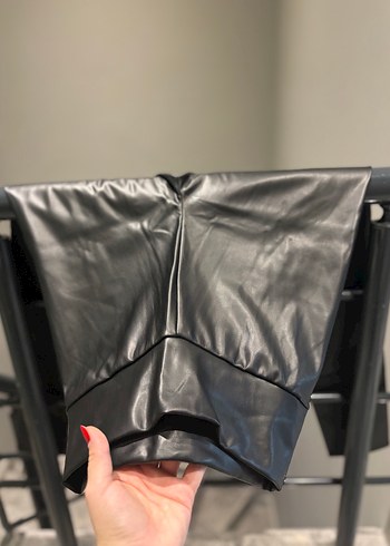 Kadın Siyah Deri tayt - Görsel 2