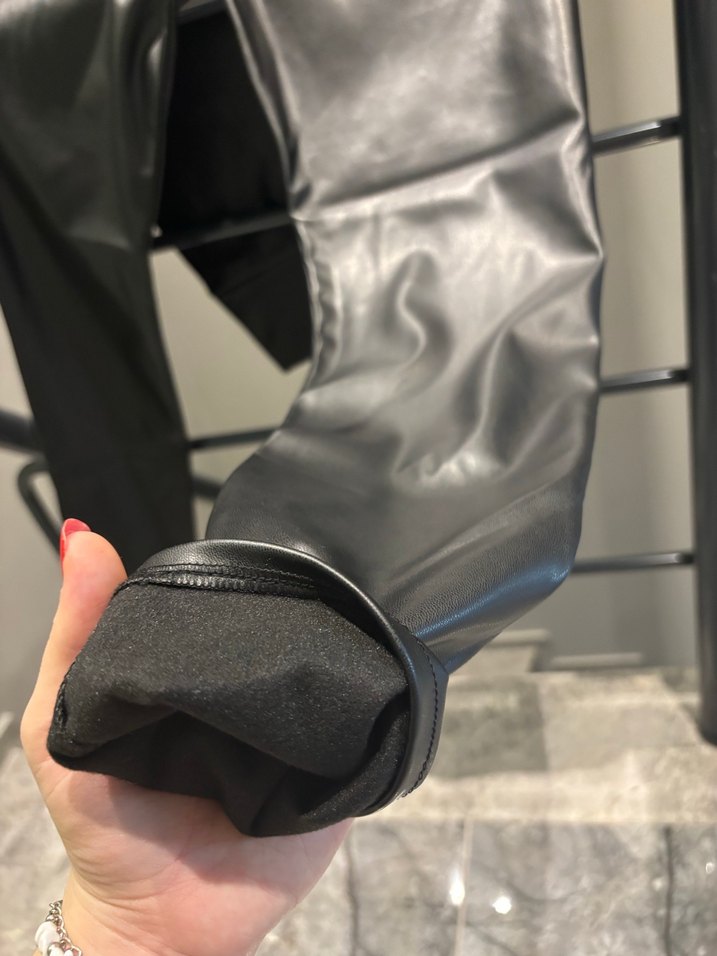 Kadın Siyah Deri tayt - Görsel 4