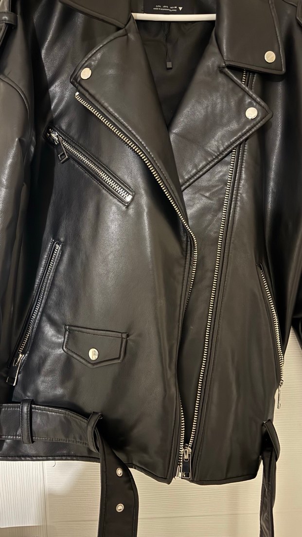 Zara Siyah Deri Biker Ceket - Görsel 3