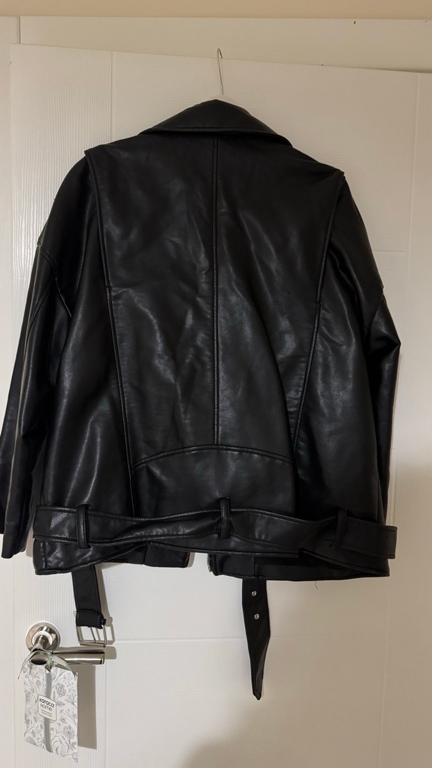 Zara Siyah Deri Biker Ceket - Görsel 4