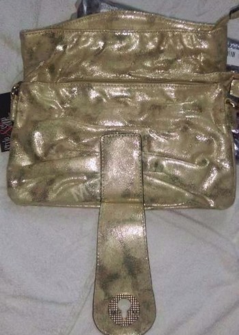  Beden altın Renk Gold Altın Renk süetimsi gece çantası...