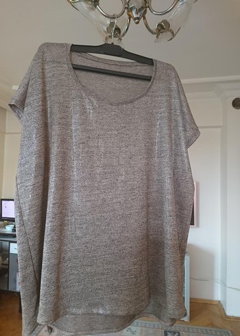 50 Beden Bej Keten Hamile Midi Tunik