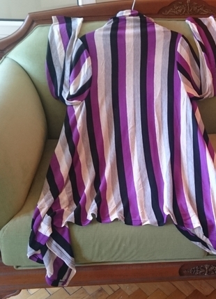 Diğer Mor siyah bej çizgili dökümlü uzun hırka...XL-XXL