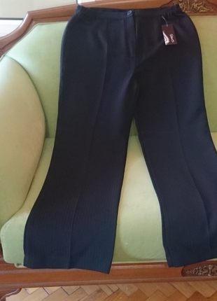 Kendinden çizgili lastik bel dökümlü pantolon..46