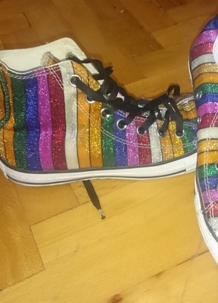 Converse gökkuşağı simli boğazlı spor ayakkabı...38