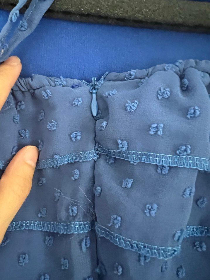 Mavi boyundan bağlamalı  Mini Kadın Tulum - Görsel 5