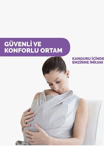 Gri Bebek Kanguru Sling - Görsel 3